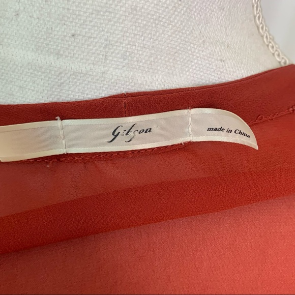 2 for $15Gibson orange chiffon tie blouse size Small - Picture 4 of 5